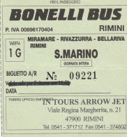 BIGLIETTO BONELLI BUS S.MARINO (UB72 - Europa