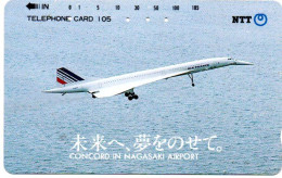 Concorde Concord In Nagasaki Airport Jet Avion Télécarte Japon Phonecard  (F 365) - Airplanes