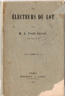 Lot (46) Pagès  Deport   AUX ELECTEURS DU LOT  1881  (PPP45843) - Aquitaine