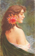ARTS - Tableau - Beauté Fleurie - Edit SID - E Meier - Fleur Dans Les Cheveux - Carte Postale Ancienne - Pintura & Cuadros