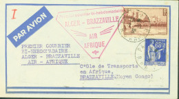 1er Premier Courrier Bi-hebdomadaire Alger Brazzaville Air Afrique YT 365 Paix + 391 Avignon CAD Paris 2 11 1938 - 1927-1959 Brieven & Documenten