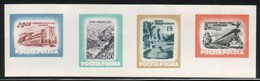 POLAND 1953 TOURISM TOURIST SERIES VIEWS COMPLETE SET IN A STRIP OF COLOUR PROOFS NHM Mountains Lakes Health Spa Resorts - Essais & Réimpressions