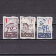 FINLAND 1957, Sc# B142-B144, Semi-Postal, Animals, MH - Nuevos