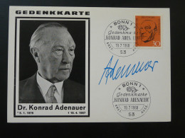 Carte Maximum Card President Konrad Adenauer Allemagne Germany 1968 - Andere & Zonder Classificatie