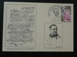 Carte Maximum Card Acte De Naissance Birth Certificate Louis Pasteur Dole 39 Jura 1973 - Louis Pasteur