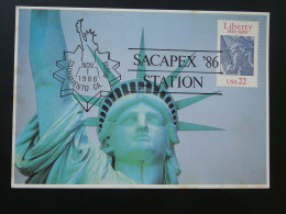 Carte Maximum Card Statue De La Liberté Statue Of Liberty Centennial Sacramento Sacapex 1986 - Cartas Máxima