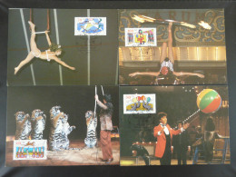 Série De 4 Set Of 4 Carte Maximum Card Cirque Circus Allemagne Germany 1989 - Circus