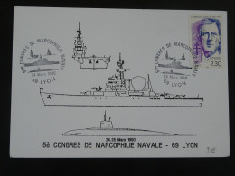 Carte Commemorative Card Sous-marin Submarine Congrès Marcophilie Navale 69 Lyon 1990 - Submarines