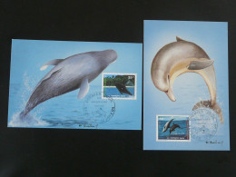 Carte Maximum Card (x2) Mammifères Marins Marine Mammals Polynésie Française 1994 - Dauphins