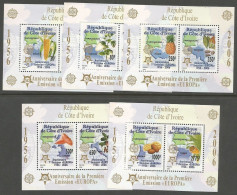 Côte D'Ivoire Ivory Coast Série Des 5 Blocs Dentelés Mi.Bl.169A/173A MNH / ** Europa 1956-2006 - 2006