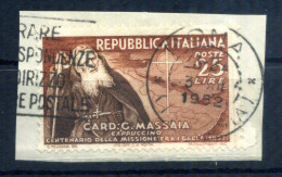 1952 Repubblica Italia SET USATO Centenario Della Prima Missione In Etiopia Del Cardinale Massaia - 1946-60: Gebraucht