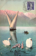 ILLUSTRATEUR - Lac Léman - Barque Et Cygnes - Carte Postale Ancienne - Other & Unclassified