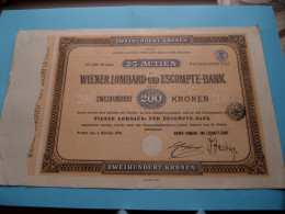 25 Actien WIENER LOMBARD-und ESCOMPTE-BANK > 200 Kronen - N° 972,801 Bis 972,825 ( Sehen Sie SCANS ) Wien 1921 ! - Banque & Assurance