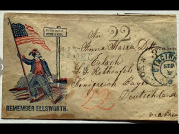 Postvertragsstempel 4 1/2 Sgr/6Xr(Hamburg 1866)US Patriotic Cover Transatlantic Mail CINNCINATI>ERLACH Bayern (Brief USA - Hamburg