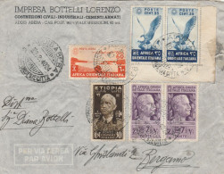 LETTERA 1940 30 ETIOPIA+2X7,5+2X35+60 PA AFRICA ORIENTALE TIMBRO ADDIS ABEBA-BG-piccolo Strappo Dx, Strappo Retro (KP89 - Etiopia