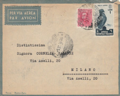 LETTERA 1939 1L. AFRICA ORIENTALE+75 ERITREA TIMBRO ADDIS ABEBA -COMASNDO FA AOI (KP95 - Italian Eastern Africa
