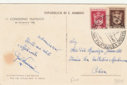 CARTOLINA 1946 1+2 LIRE SAN MARINO CONVEGNO FILATELICO (KP495 - Lettres & Documents