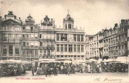 BELGIQUE - Bruxelles - Grand'Place - Marché - Animé - Imprimé - Carte Postale Ancienne - Piazze