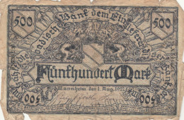 BANCONOTA GERMANIA 1922 500 MARK F (KP787 - 500 Mark