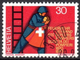 SUISSE - SWITZERLAND 1970 - 1v - Used - 100 Years Swiss Firefighters  - Pompiers - Red Cross - Scale - Feuerwehrleute - Sapeurs-Pompiers