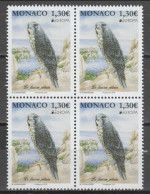 Monaco 2019 (Mi 3446) Bloc Of 4 - Peregrine Falcon (Falco Peregrinus).jpg - Konvolute & Serien