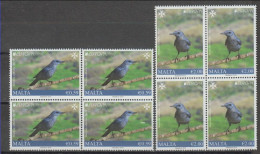 Malta 2019 (Mi 2057.58) Blocs Of 4 - Blue Rock Thrush (Monticola Solitarius) - Konvolute & Serien