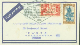 Soudan YT N°82 + 91 CAD Bamako 24 FEV 38 Cachet Régie Air Afrique Ouverture Ligne Aérienne Alger Gao Bamako 27 FEV 38 - Lettres & Documents