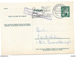 52 - 74 - Entier Postal Avec Oblit Mécanique Saarbrücken 1952 Et Cachet Rectangulaire - Postwaardestukken