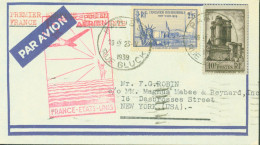 Cachet 1er Service Postal Aérien France Etats-Unis YT 426 + 393 CAD Paris 23 V 39 - 1927-1959 Briefe & Dokumente