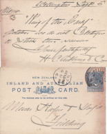 NEW ZEALAND 1895 POSTCARD SENT FROM WELLINGTON - Cartas & Documentos