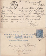 NEW ZEALAND 1895 POSTCARD SENT FROM NEW PLYMOUTH - Cartas & Documentos