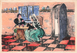 ILLUSTRATEUR - Un Dîner En Couple Par Un Temps Froid - Colorisé - Carte Postale Ancienne - Autres & Non Classés