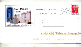 Pap Beaujard Flamme Chiffree Index PR Illustré Ecome Militaire Saint Maixent - PAP: Aufdrucke/Beaujard