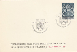 POSTA AEREA VATICANA 1977-MOSTRA FILATELICA SAN MARINO 77 (LK1020 - Brieven En Documenten