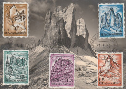 CARTOLINA TIPO MAXIMUM CARD 1962 CON SERIE REPUBBLICA SAN MARINO (LK977 - Storia Postale