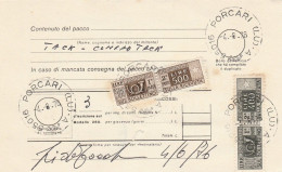 BOLLETTINO CON PACCHI POSTALI 2X500+2X400 1976 TIMBRO PORCARI (LK382 - Paquetes Postales