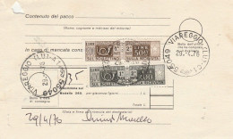 BOLLETTINO CON PACCHI POSTALI 2X500+2X400 1976 TIMBRO VIAREGGIO (LK379 - Paquetes Postales