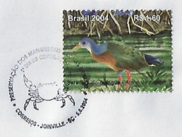 Brazil 2004 Cover Commemorative Cancel Preservation Of Mangroves And Tidal Zones Fauna Crustacean Crab From Joinville - Crustaceans