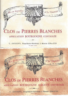 2 ETIQUETTES BOURGOGNE ALIGOTE - CLOS De PIERRES BLANCHES - Charles DOUGNY à Beaune - Bourgogne