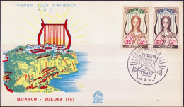 Europa CEPT 1963 Monaco FDC2 Y&T N°618 à 619 - Michel N°742 à 743 - 1963