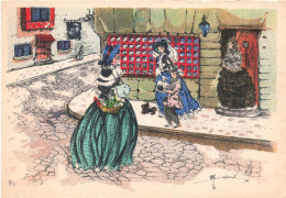 ILLUSTRATEUR -  Des Dames En Robes élégantes Dans La Rue - Colorisé - Carte Postale Ancienne - Autres & Non Classés