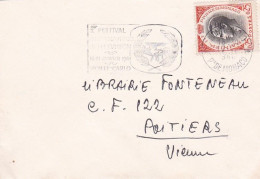 MONACO--1961--Lettre Monte-Carlo  Pour POITIERS (France)  Timbre Seul Sur Lettre.....cachet 1er Festival Télévision - Brieven En Documenten