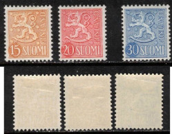FINLAND FINNLAND FINLANDE  1956  MH(*) MI 459 459 460  SC 318 320 323 COAT OF ARMS WAPPEN BLASON LION WAPPENLÖWE - Unused Stamps