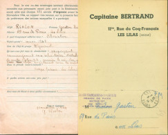 Guerre 40 Libération FFI Forces Françaises De L'Intérieur Document Pour Résistant à Remplir CAD Les Lilas 8 11 44 FM - WW II