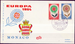 Europa CEPT 1964 Monaco FDC1 Y&T N°652 à 653 - Michel N°782 à 783 - 1964