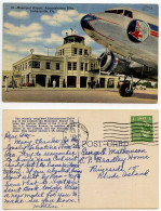 United States 1950 Postcard Jacksonville, Florida - Municipal Airport Administration Building; Eastern Airlines Airplane - Jacksonville