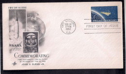 États-Unis FDC 1962 Space Project Mercury, Premier Astronaute Américain En Orbite Autour De La Terre - Etats-Unis