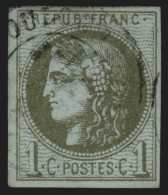 N°39Ac, Cérès Bordeaux, 1c Olive Report 1, 2ème état, Oblitéré - TB D'ASPECT - 1870 Bordeaux Printing