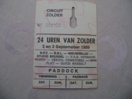 24 UREN VAN ZOLDER  2 En 3 SEPTEMBER 1989 - Automobile - F1