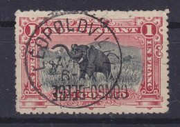 Belgian Congo 1909 Mi. 7 I, 1 Fr. Elefantenjagd INVERTED Surchargé Overprint 'CONGO BELGE', Deluxe LEOPOLDVILLE Cancel - Usados